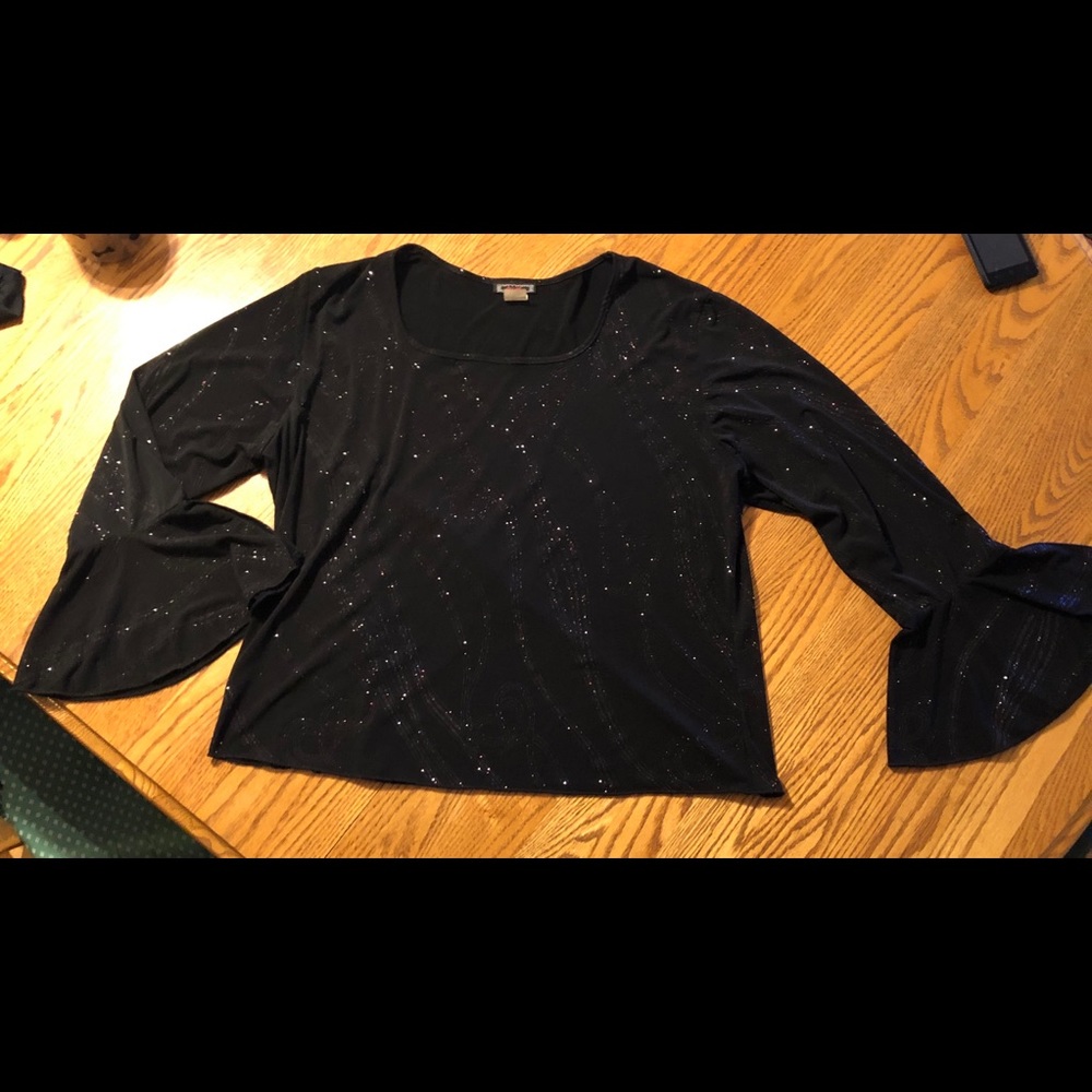 Vintage black sparkly blouse XL